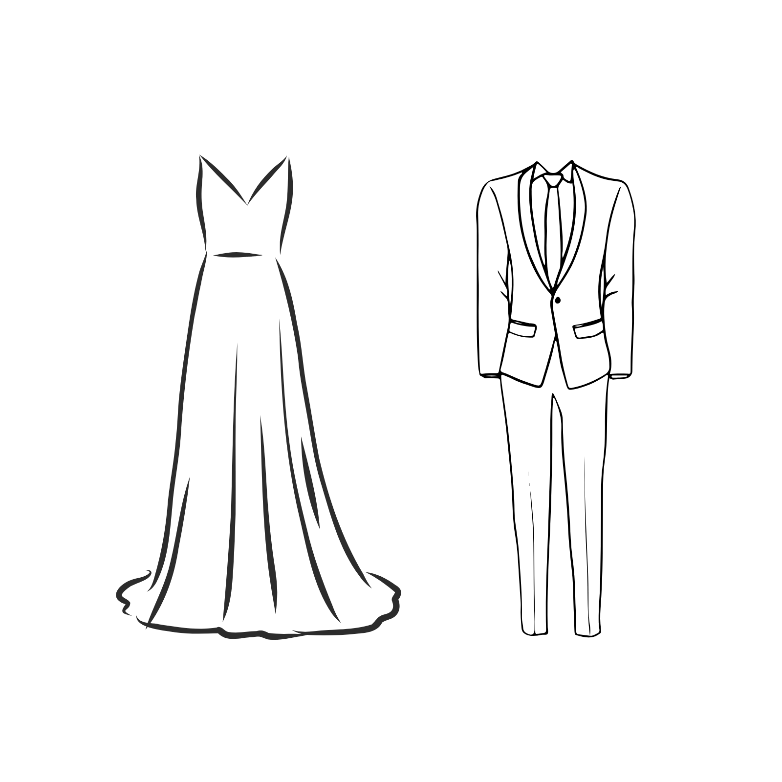 Vestido largo y traje formal
